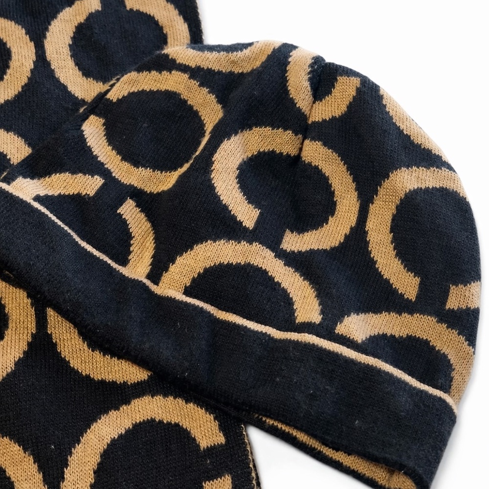 Vintage Coach Signature Hat & Scarf Set | Designer Unisex Accessories